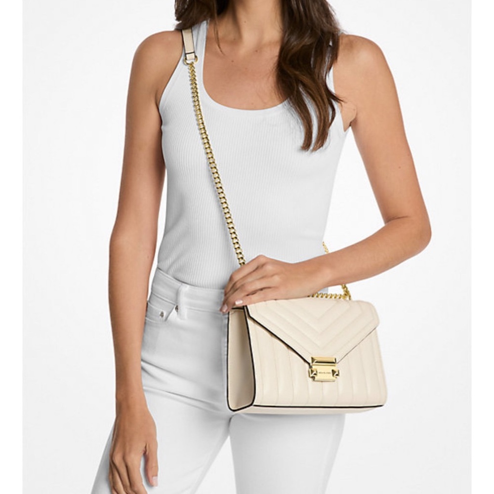 đ¤đ¤ NWT Michael Kors Whitney Medium Quilted Shoulder Bag in Light Cream â NEW - Picture 2 of 5